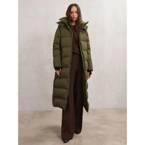 REISS Colette Belted Longline Hooded Puffer Coat